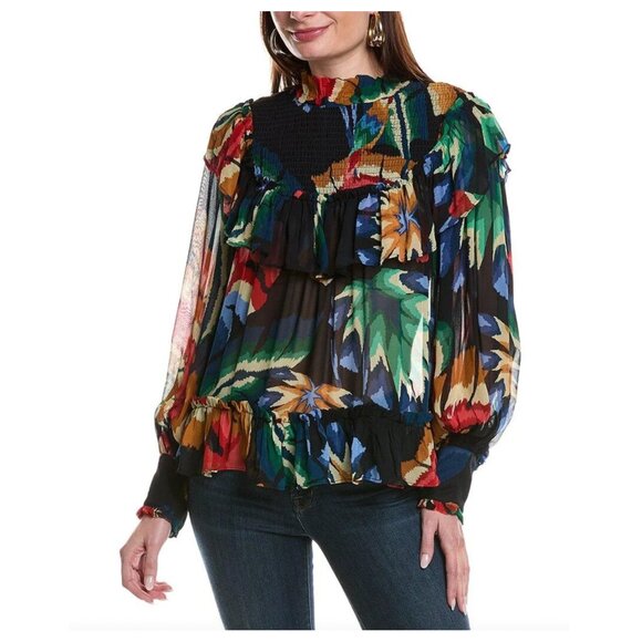 FARM RIO Chevron Blouse Forest Black BRAND NEW - Picture 1 of 10